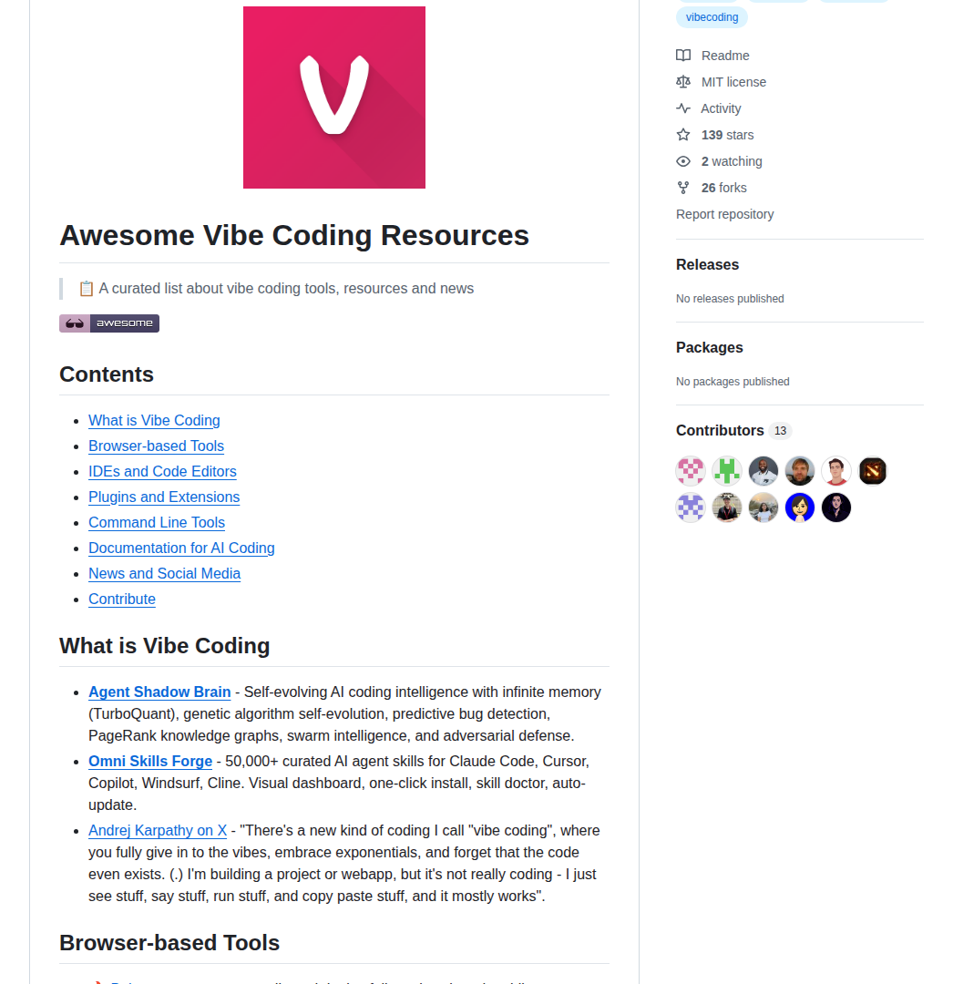 Acvnace Awesome Vibe Coding Resources screenshot