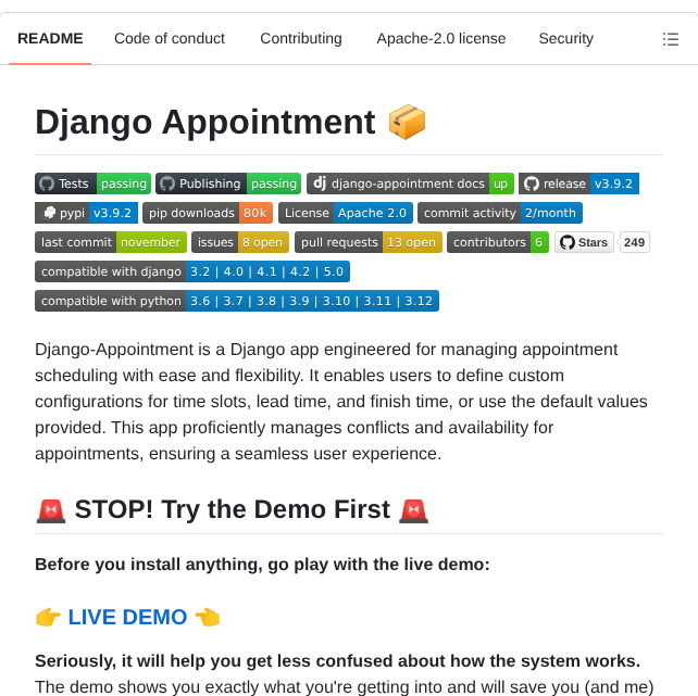 Adamspd Django Appointment screenshot