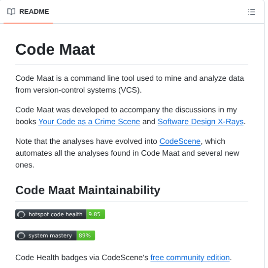 Adamtornhill Code Maat screenshot