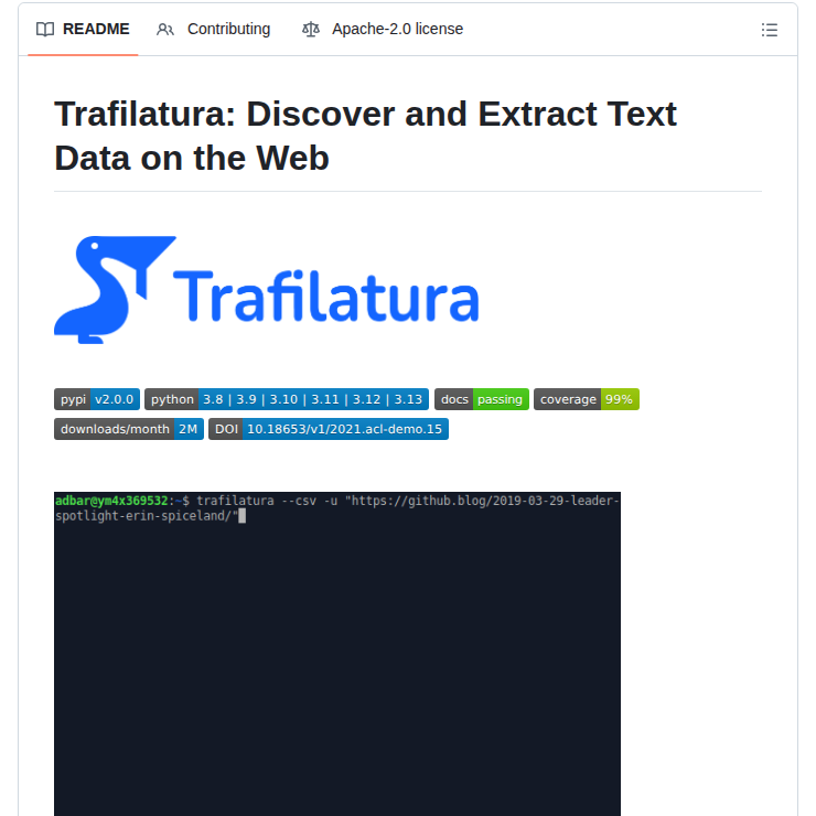 Adbar Trafilatura screenshot