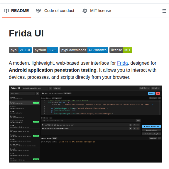 Adityatelange Frida Ui screenshot