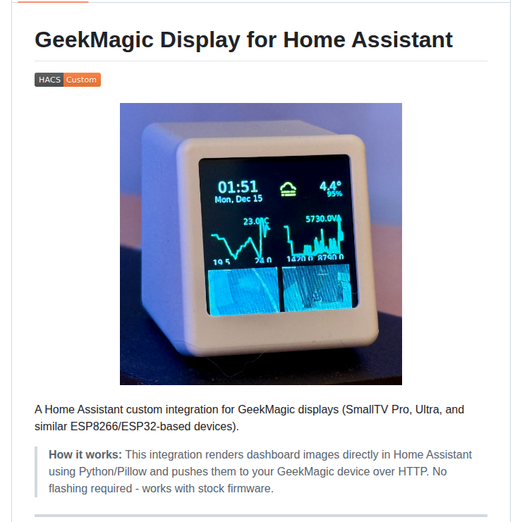 Adrienbrault Geekmagic Hacs screenshot