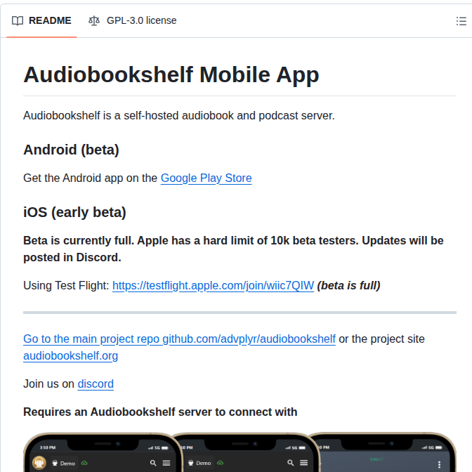 Advplyr Audiobookshelf App screenshot