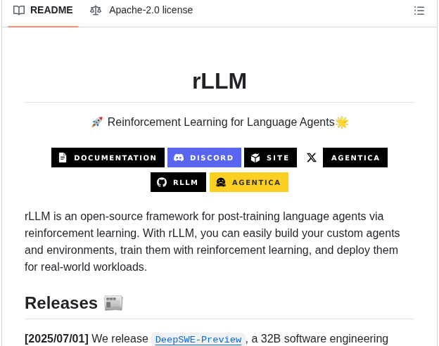 Agentica Project Rllm screenshot