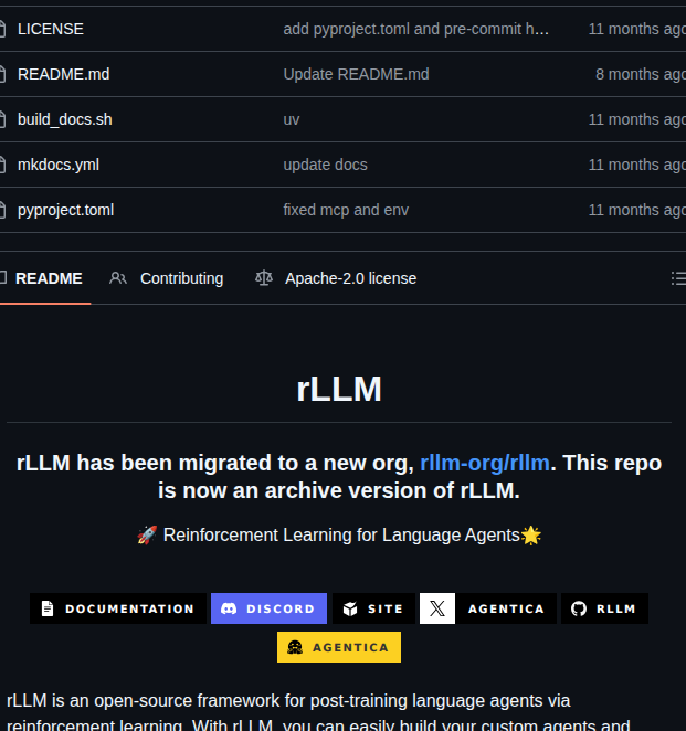Agentica Project Rllm screenshot