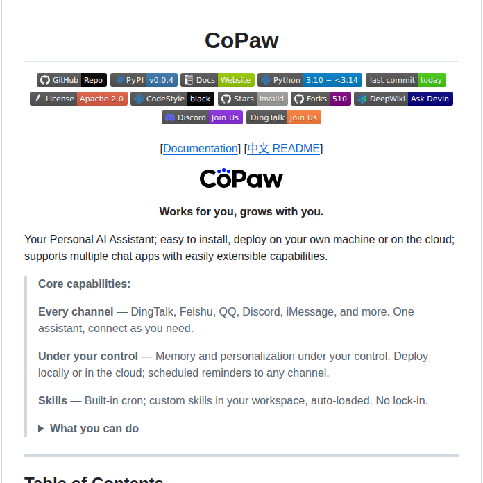 Agentscope Ai Copaw screenshot