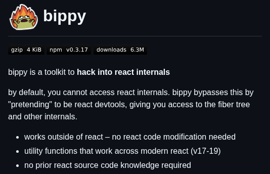 Aidenybai Bippy screenshot