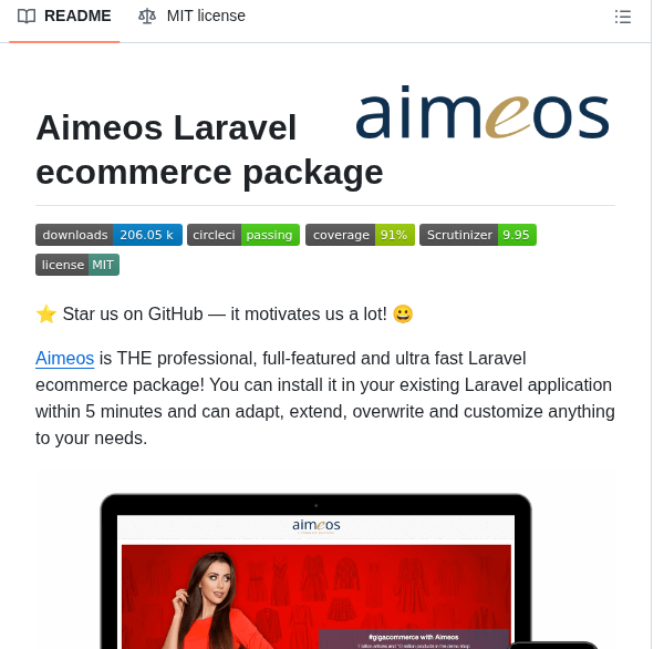 Aimeos Aimeos Laravel screenshot
