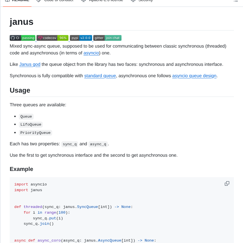 Aio Libs Janus screenshot