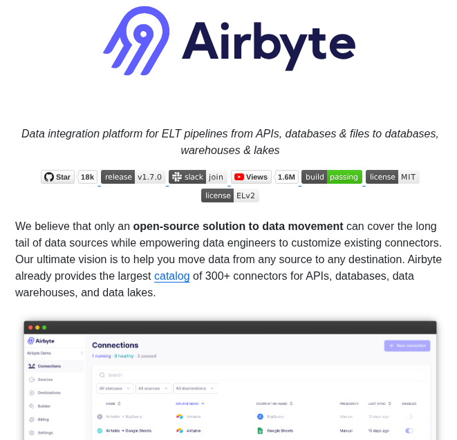 Airbytehq Airbyte screenshot