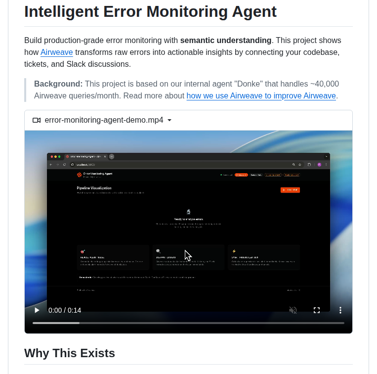 Airweave Ai Error Monitoring Agent screenshot