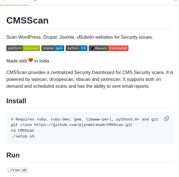 Ajinabraham Cmsscan screenshot