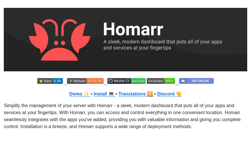 Ajnart Homarr screenshot