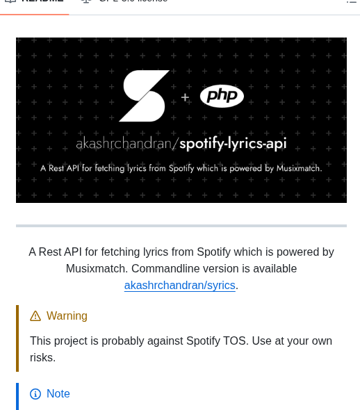 Akashrchandran Spotify Lyrics Api screenshot