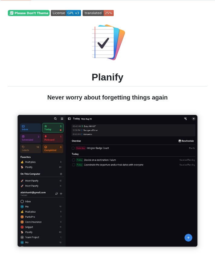 Alainm23 Planify screenshot