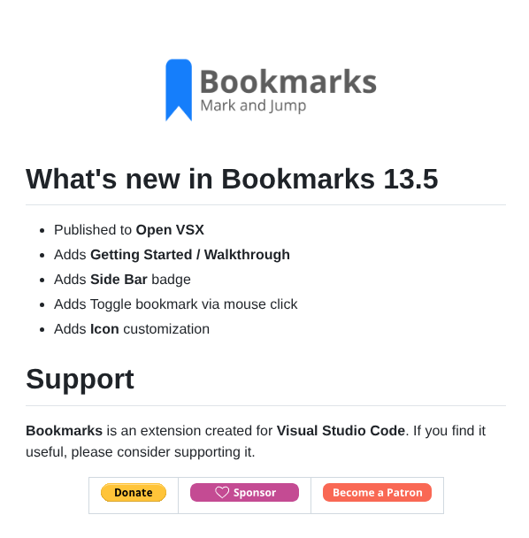 Alefragnani Vscode Bookmarks screenshot