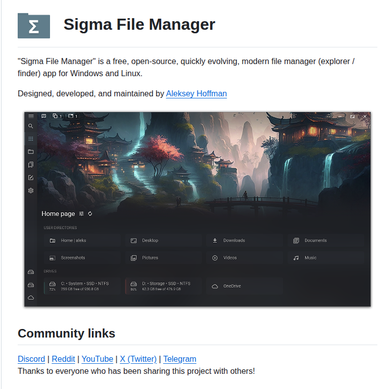 Aleksey Hoffman Sigma File Manager screenshot