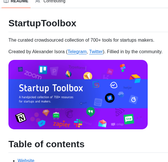 Alexanderisora Startuptoolbox screenshot