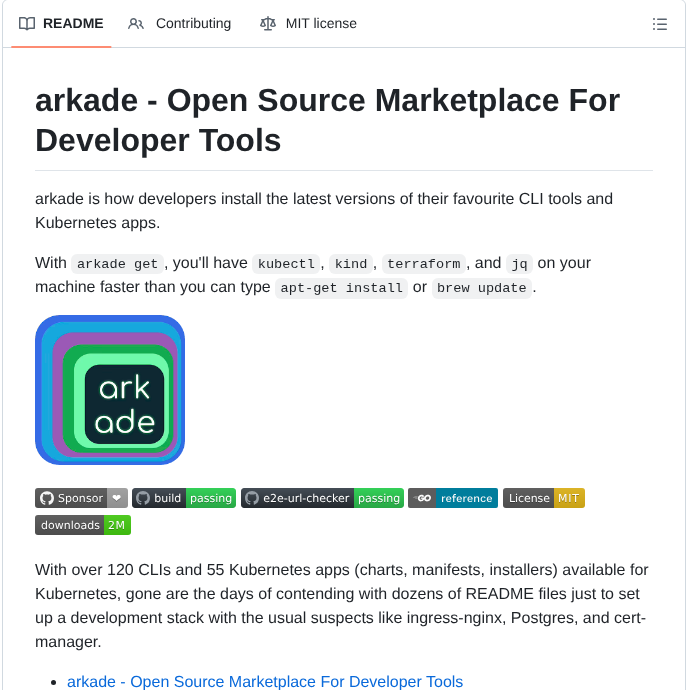 Alexellis Arkade screenshot