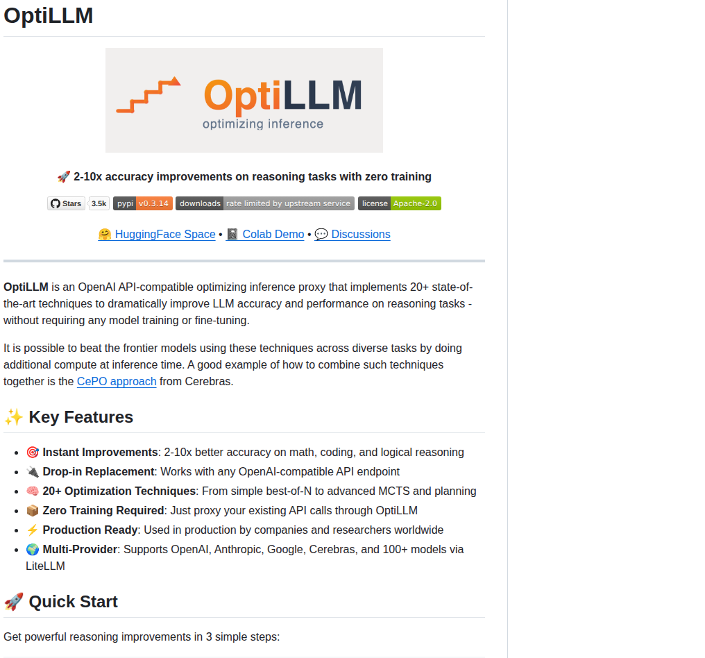 Algorithmicsuperintelligence Optillm screenshot