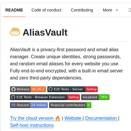 Aliasvault Aliasvault screenshot