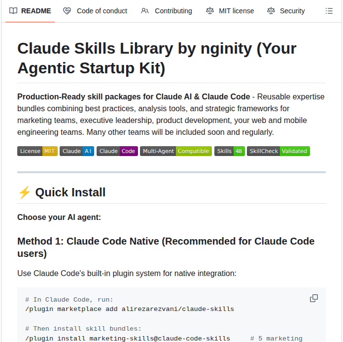 Alirezarezvani Claude Skills screenshot
