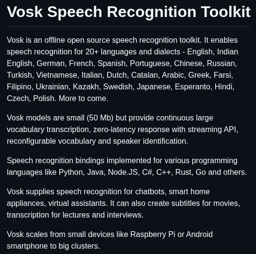 Alphacep Vosk Api screenshot