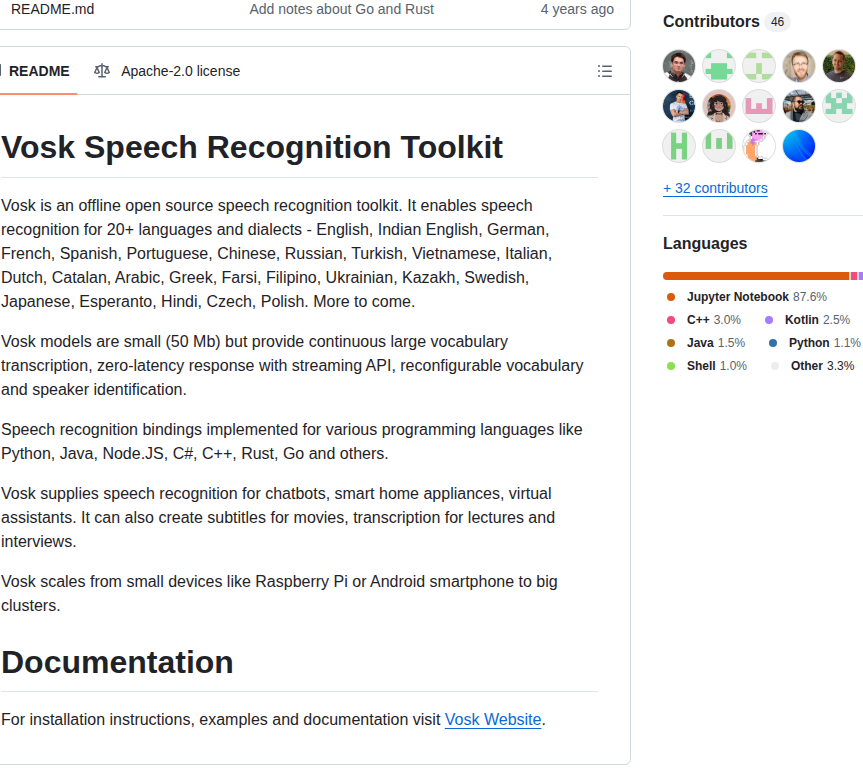 Alphacep Vosk Api screenshot