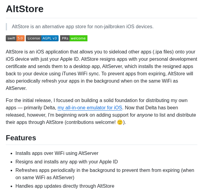 Altstoreio Altstore screenshot