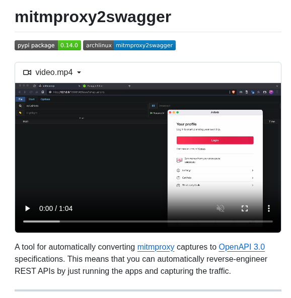 Alufers Mitmproxy2swagger screenshot