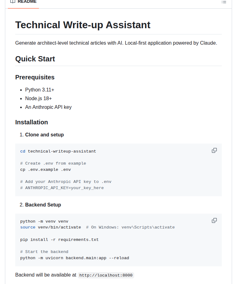 Ambarish 3012 Technical Writeup Assistant screenshot