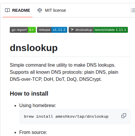 Ameshkov Dnslookup screenshot