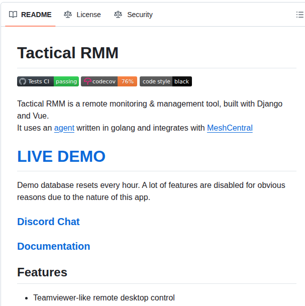 Amidaware Tacticalrmm screenshot