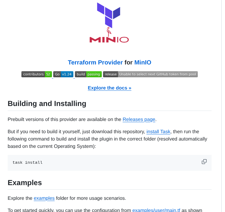 Aminueza Terraform Provider Minio screenshot