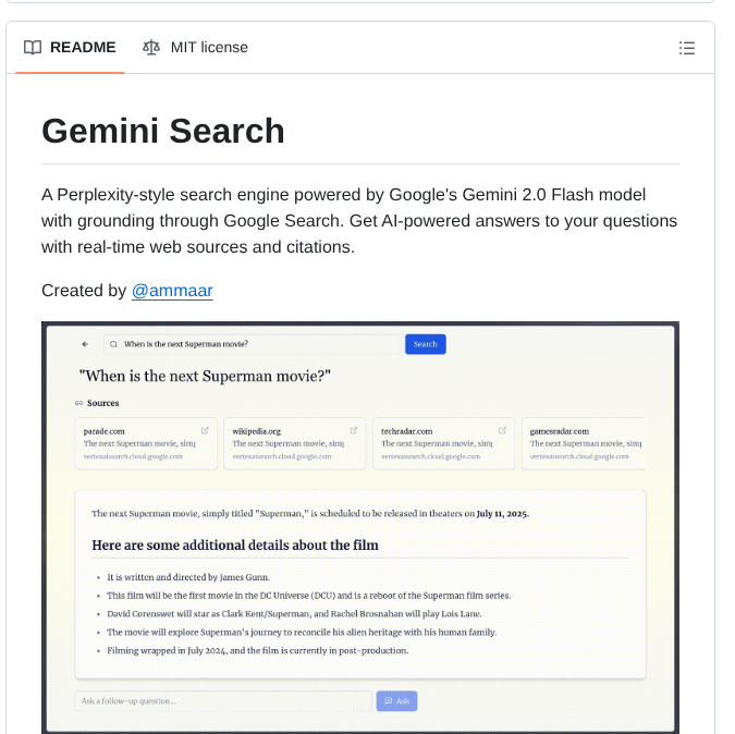 Ammaarreshi Gemini Search screenshot
