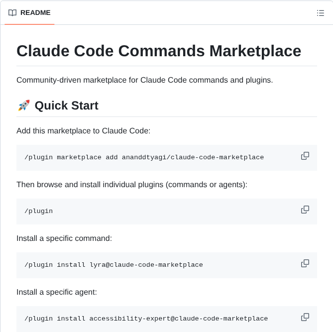 Ananddtyagi Claude Code Marketplace screenshot