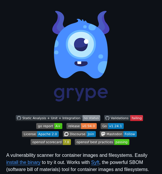 Anchore Grype screenshot