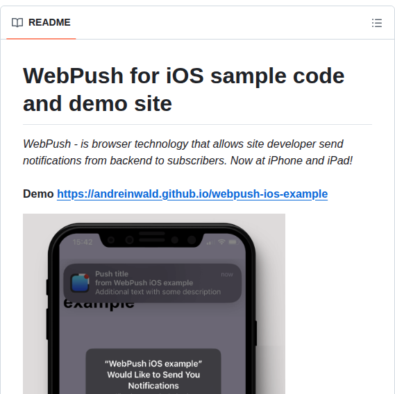 Andreinwald Webpush Ios Example screenshot