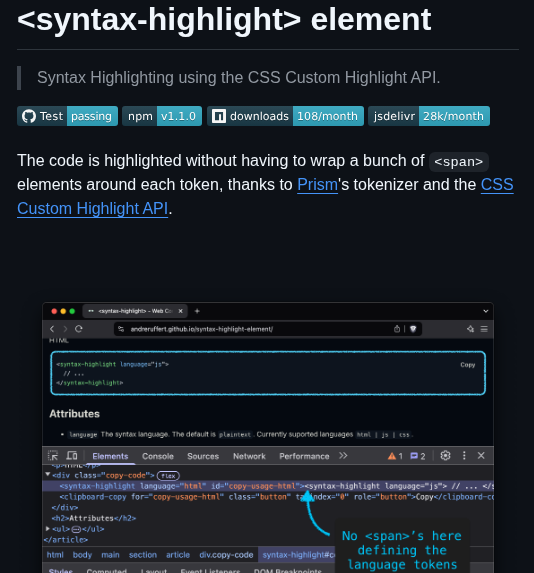 Andreruffert Syntax Highlight Element screenshot