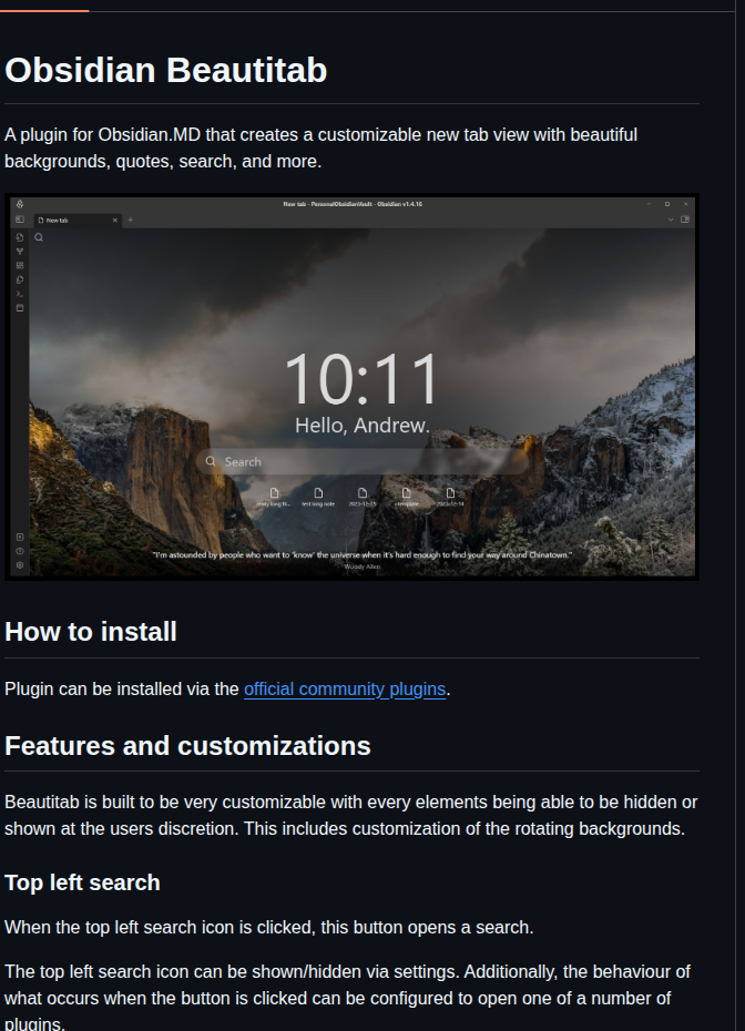 Andrewmcgivery Obsidian Beautitab screenshot