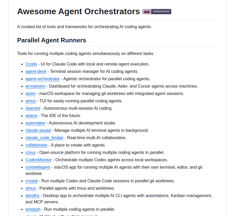 Andyrewlee Awesome Agent Orchestrators screenshot
