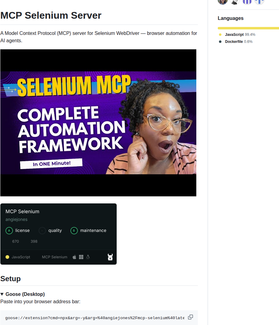 Angiejones Mcp Selenium screenshot