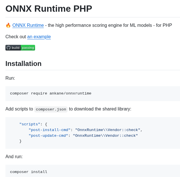 Ankane Onnxruntime Php screenshot