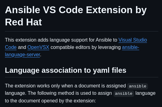 Ansible Vscode Ansible screenshot