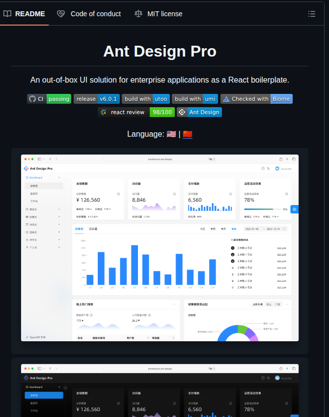 Ant Design Ant Design Pro screenshot