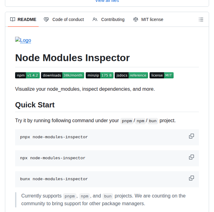Antfu Node Modules Inspector screenshot