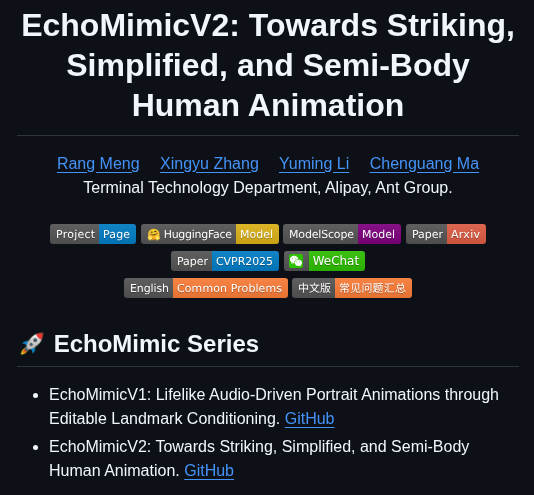 Antgroup Echomimic_v2 screenshot