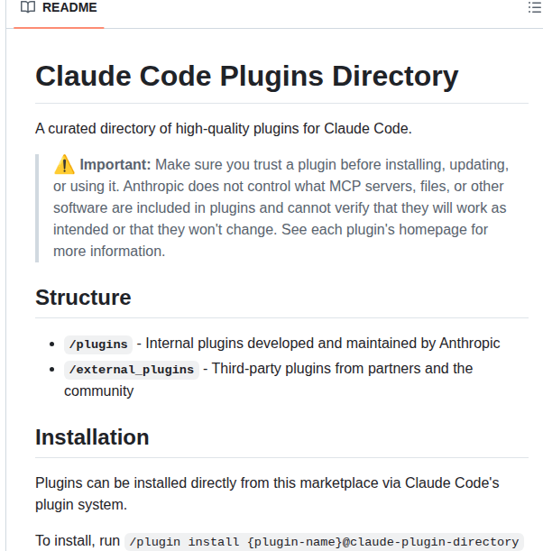 Anthropics Claude Plugins Official screenshot
