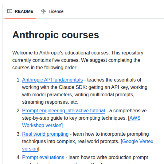 Anthropics Courses screenshot
