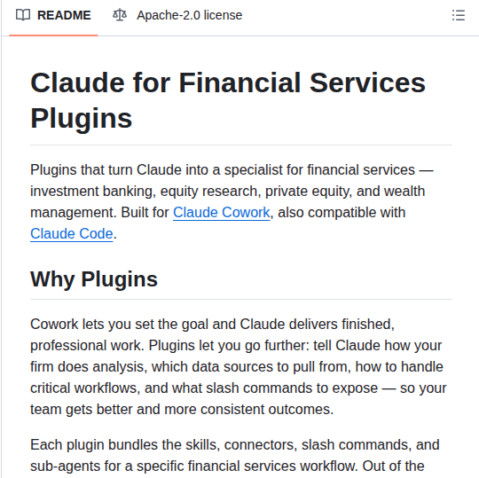 Anthropics Financial Services Plugins screenshot